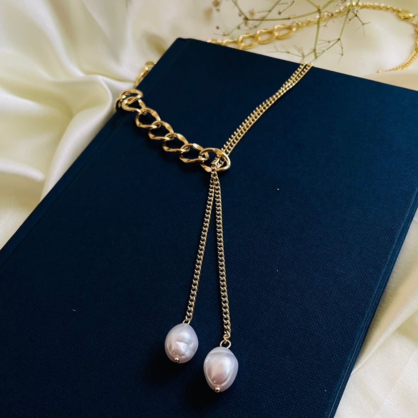 Ronnie Half Chain and Pearl Necklace – REBL Jewelry